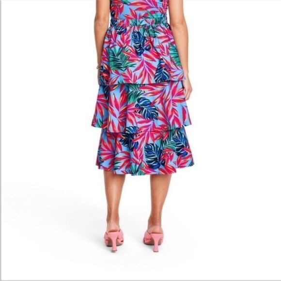 NWT Tabitha Brown x Target Women's Tropical Print Tiered Midi Skirt - Picture 2 of 9